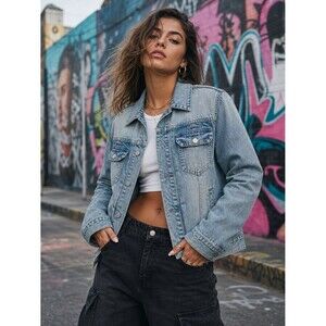 Boston Proper Light Blue Denim Jacket – Size Medium, Hip Street Style